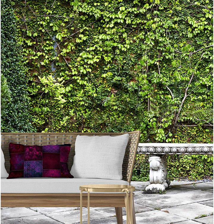 MISC Bohemian Patchwork Wine Purple Indoor|Outdoor Lumbar Pillow by Designs 20x14 Purple Patchwork Bohemian Eclectic Polyester Removable Cover