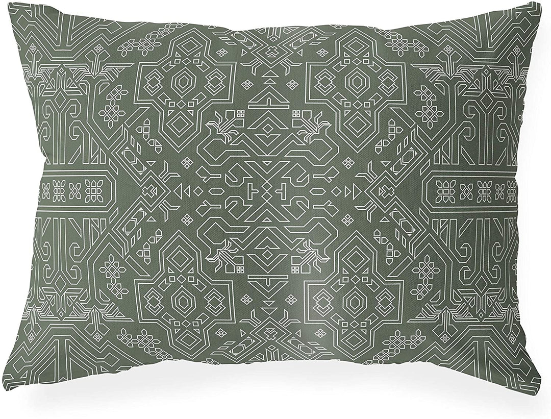 Sage Lumbar Pillow Green Geometric Southwestern Polyester