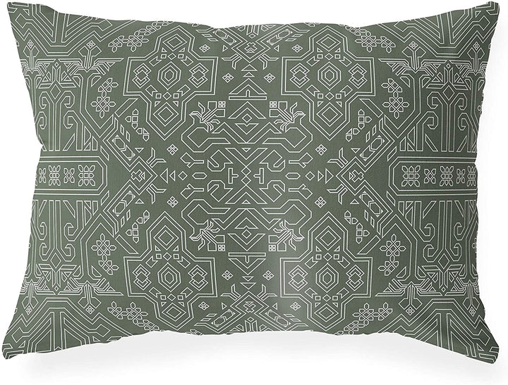 Sage Lumbar Pillow Green Geometric Southwestern Polyester