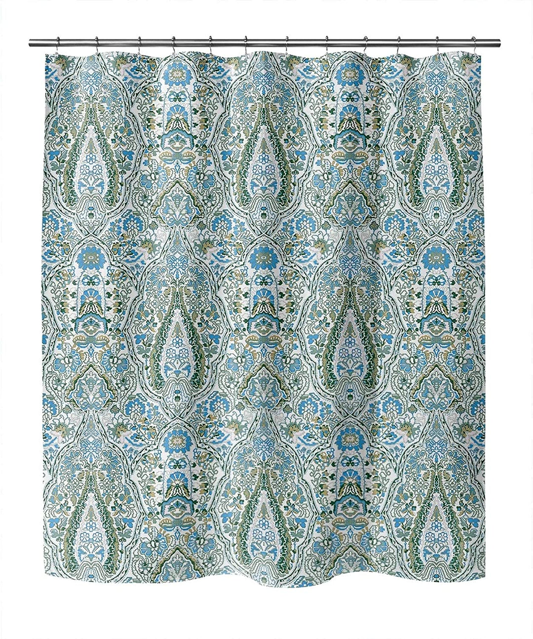 Blue Green Reversed Shower Curtain by 71x74 Blue Geometric