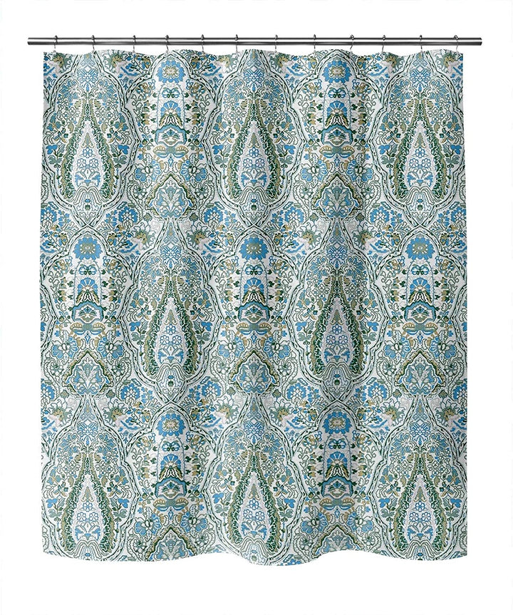Blue Green Reversed Shower Curtain by 71x74 Blue Geometric