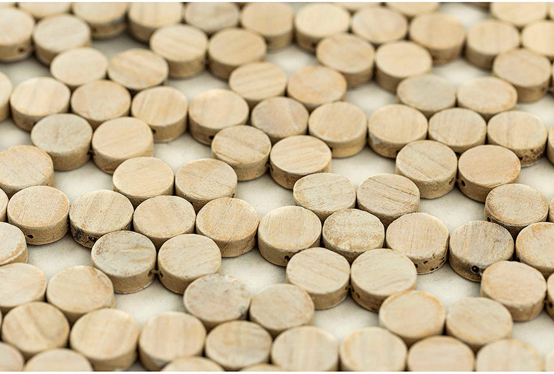 Exotic Wood Rose Placemat Handmade White (Set 2) Geometric Farmhouse Oblong - Diamond Home USA