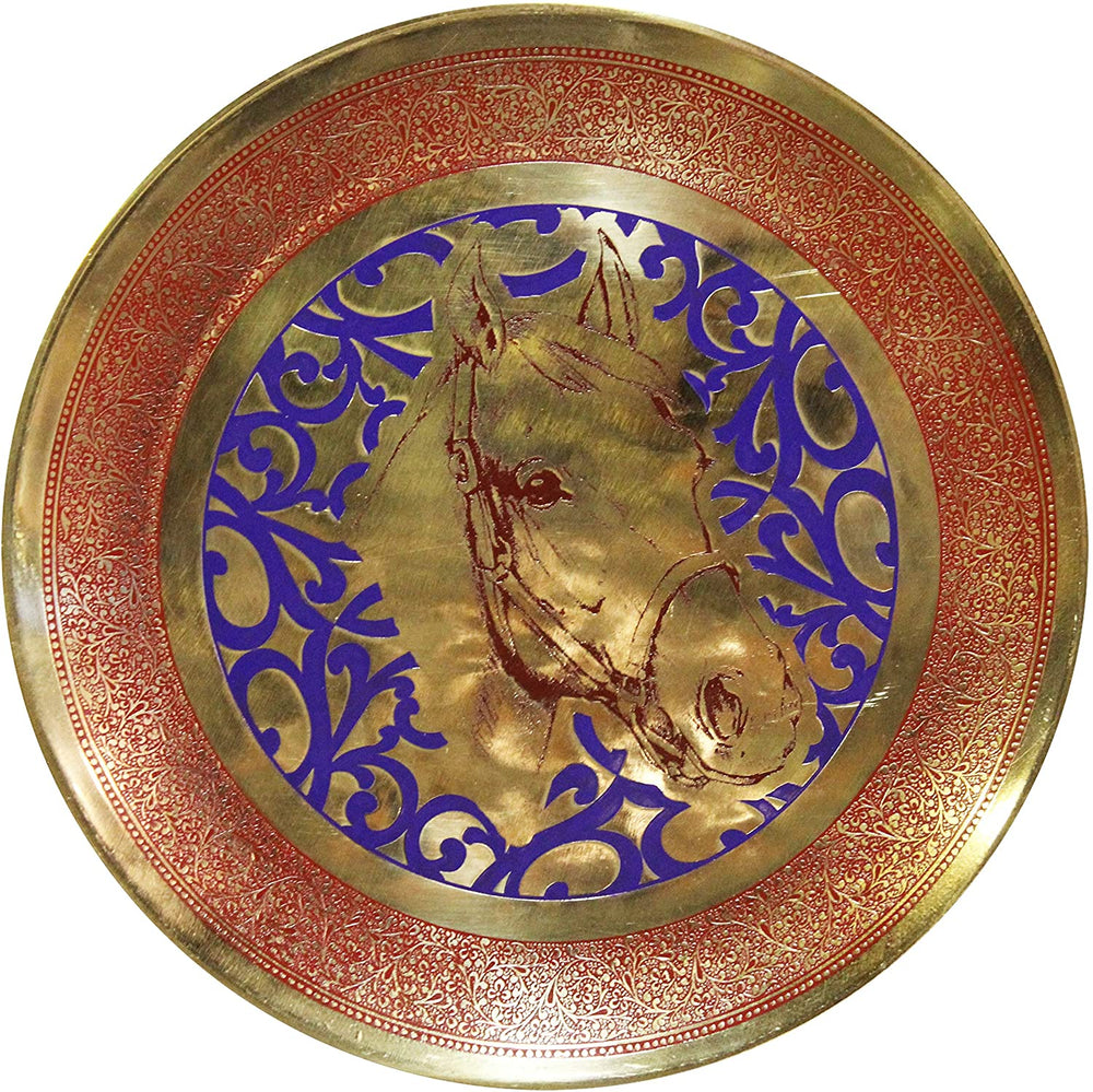 Horse Decorative Brass Accent Plate Gold Modern Contemporary Finish Handmade