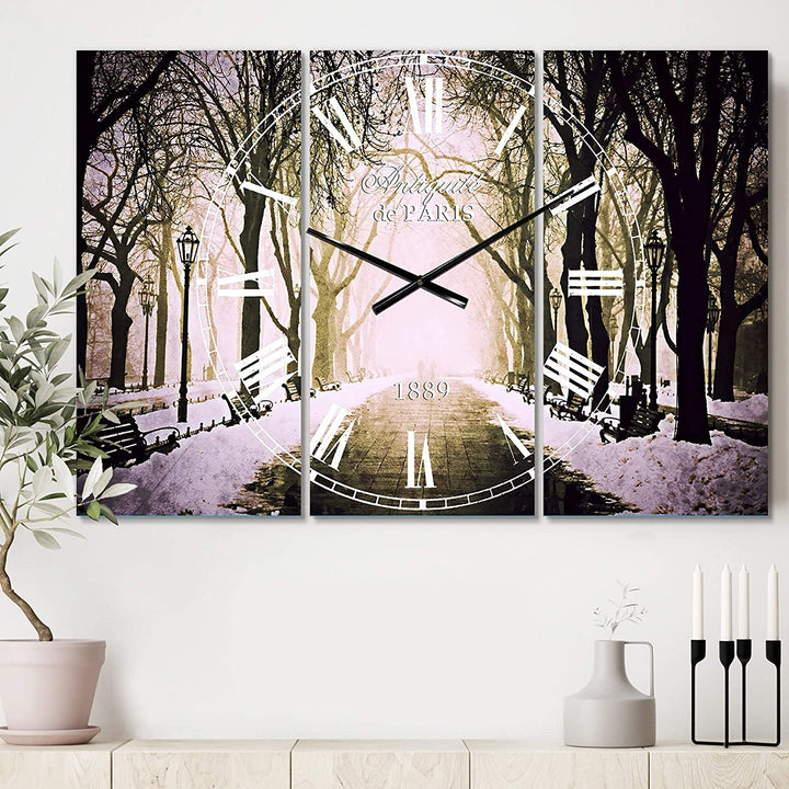 Fog Vintage ' Cottage 3 Panels Oversized Wall Clock 36
