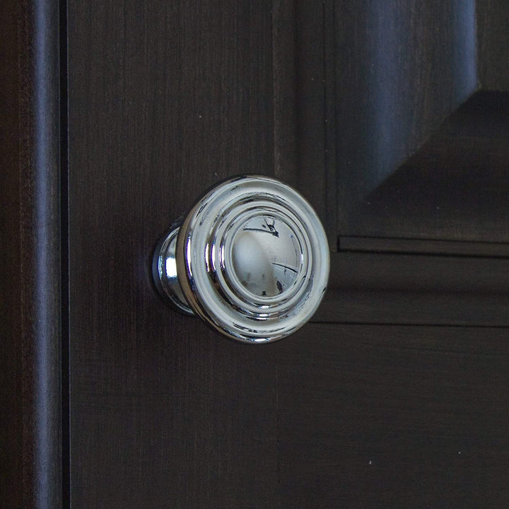 5 Pack 1 1/4 Polished Chrome Round Ring Cabinet Knobs Traditional Zinc Finish - Diamond Home USA