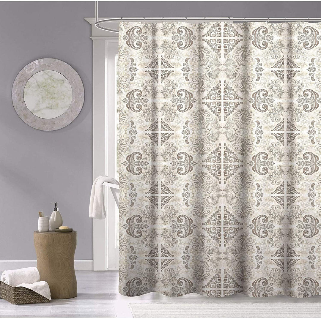 100% Cotton Mosaic Fabric Shower Curtain 70" w X 72" l Off
