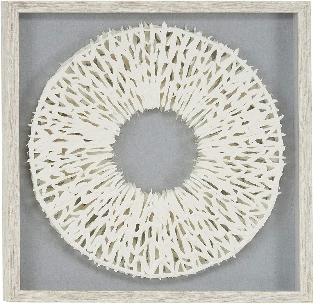 19 5" White Hand Cut Paper Abstract Art Shadow Box Square