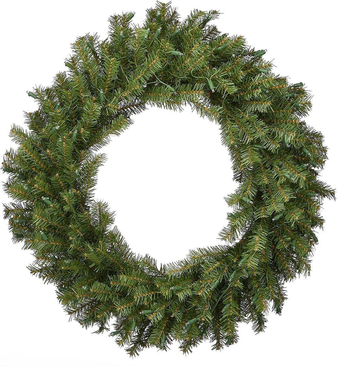 30" Memory Shape Fir Wreath White Led Lights Green Led - Diamond Home USA