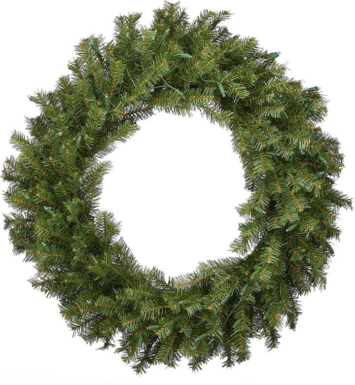 30" Memory Shape Fir Wreath White Led Lights Green Led - Diamond Home USA