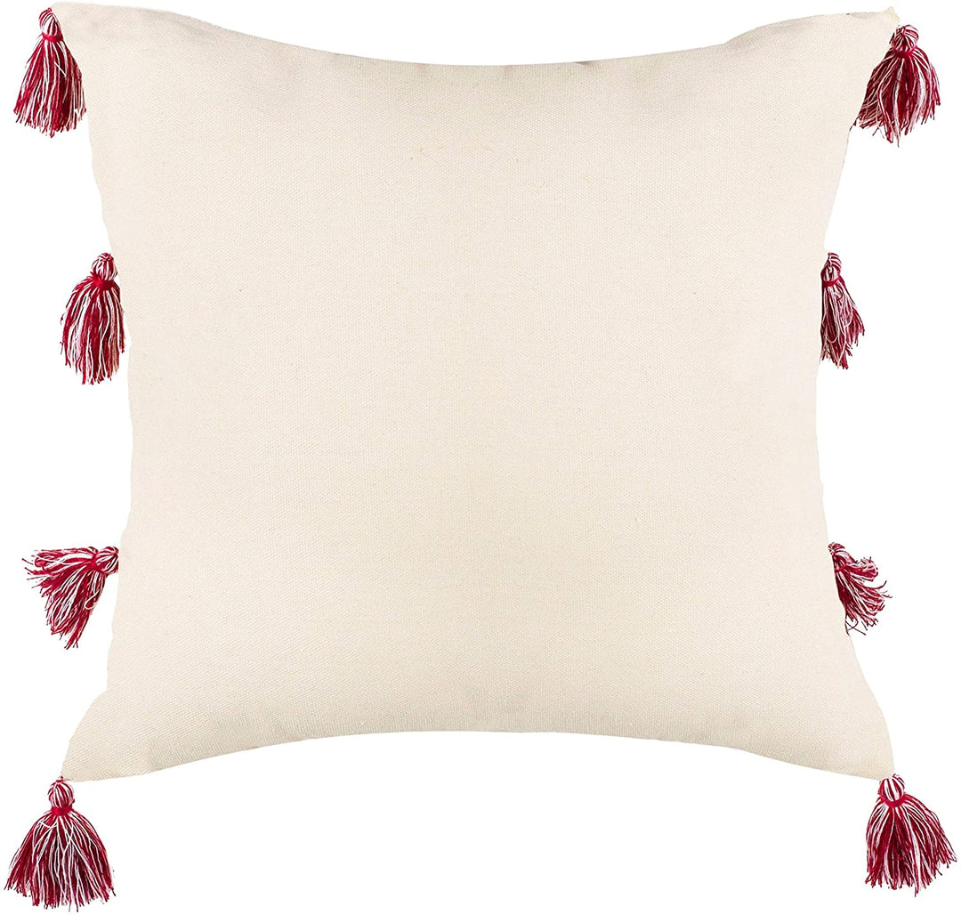 Decorative Pillow Beige Red Textured Bohemian Eclectic Modern Contemporary Polyester Single Removable Cover