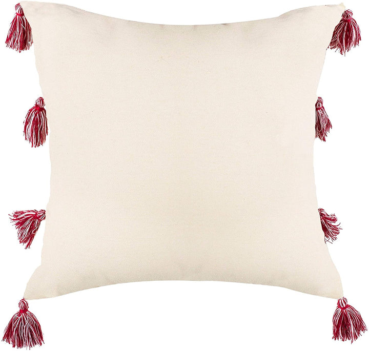 Decorative Pillow Beige Red Textured Bohemian Eclectic Modern Contemporary Polyester Single Removable Cover