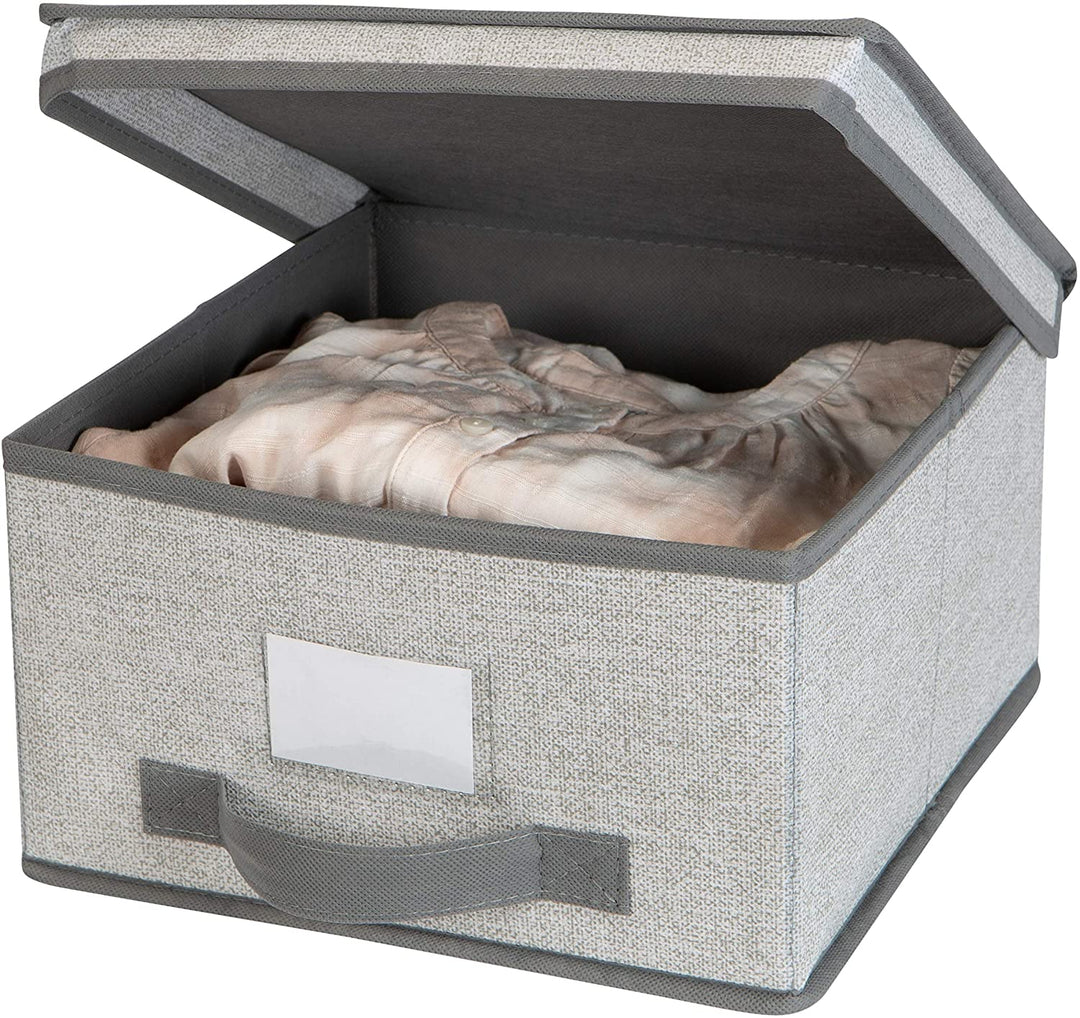 Medium Storage Box Grey 11"x 12"x 6 Fabric Textured - Diamond Home USA