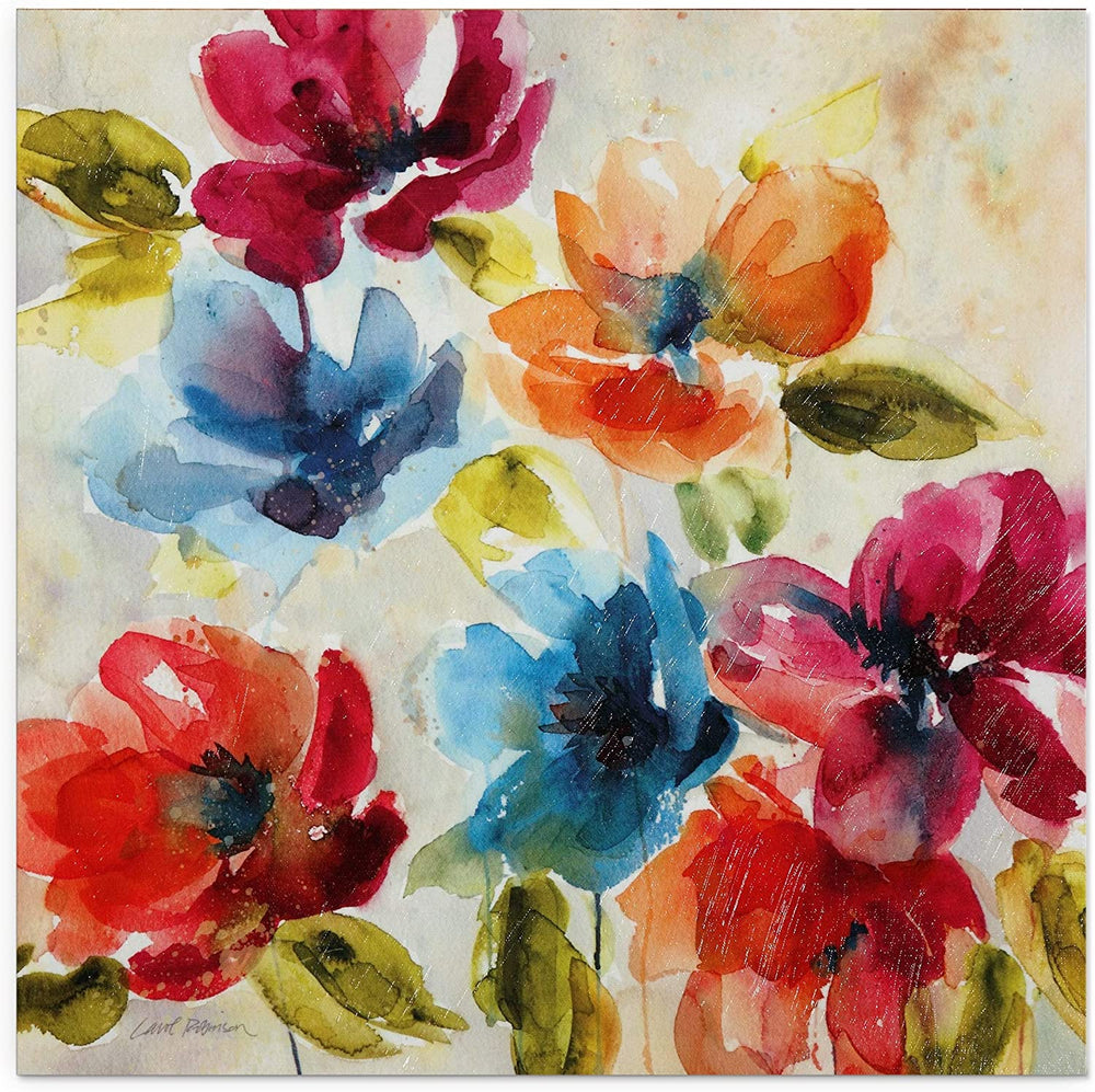 Color My World I' by Carol Robinson Stretched Canvas Wall Art Black Blue Gold Traditional Rectangle Square - Diamond Home USA