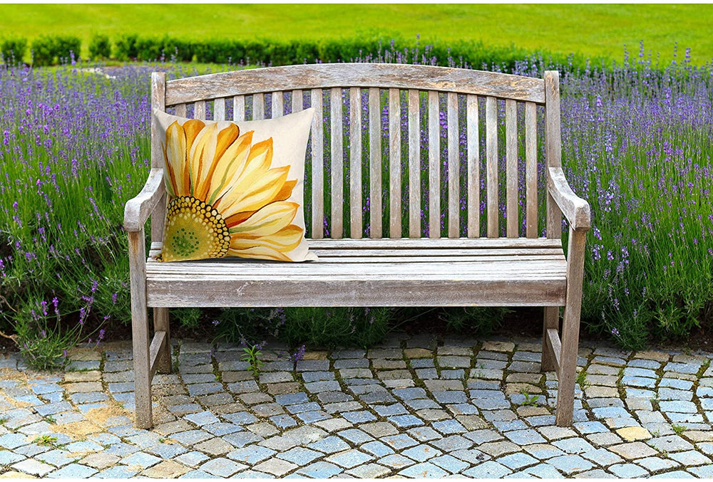 Sunflower Indoor/Outdoor 20 Inch Throw Pillow Brown Green Yellow Floral Modern Contemporary Patterned Polyester Single