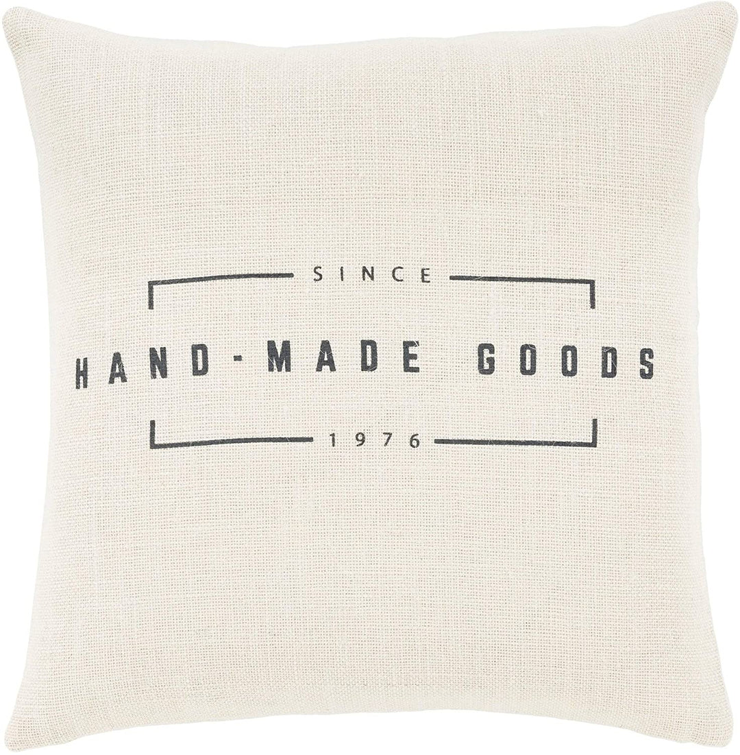 Cream Modern Farmhouse Feather Down Throw Pillow (18" X 18")
