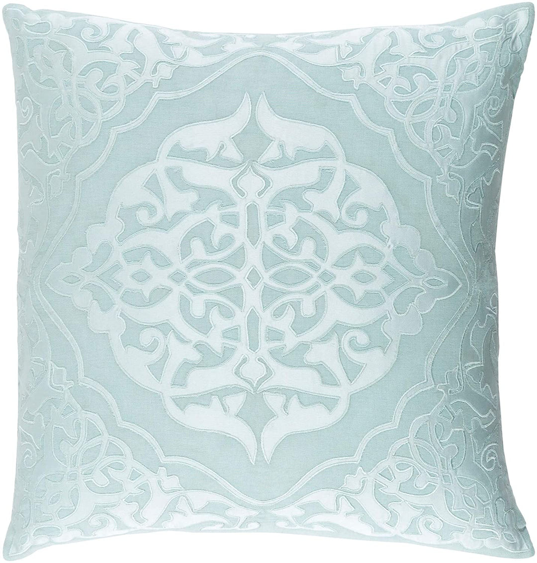 Fort Mint 20 inch Throw Pillow Cover Blue Applique