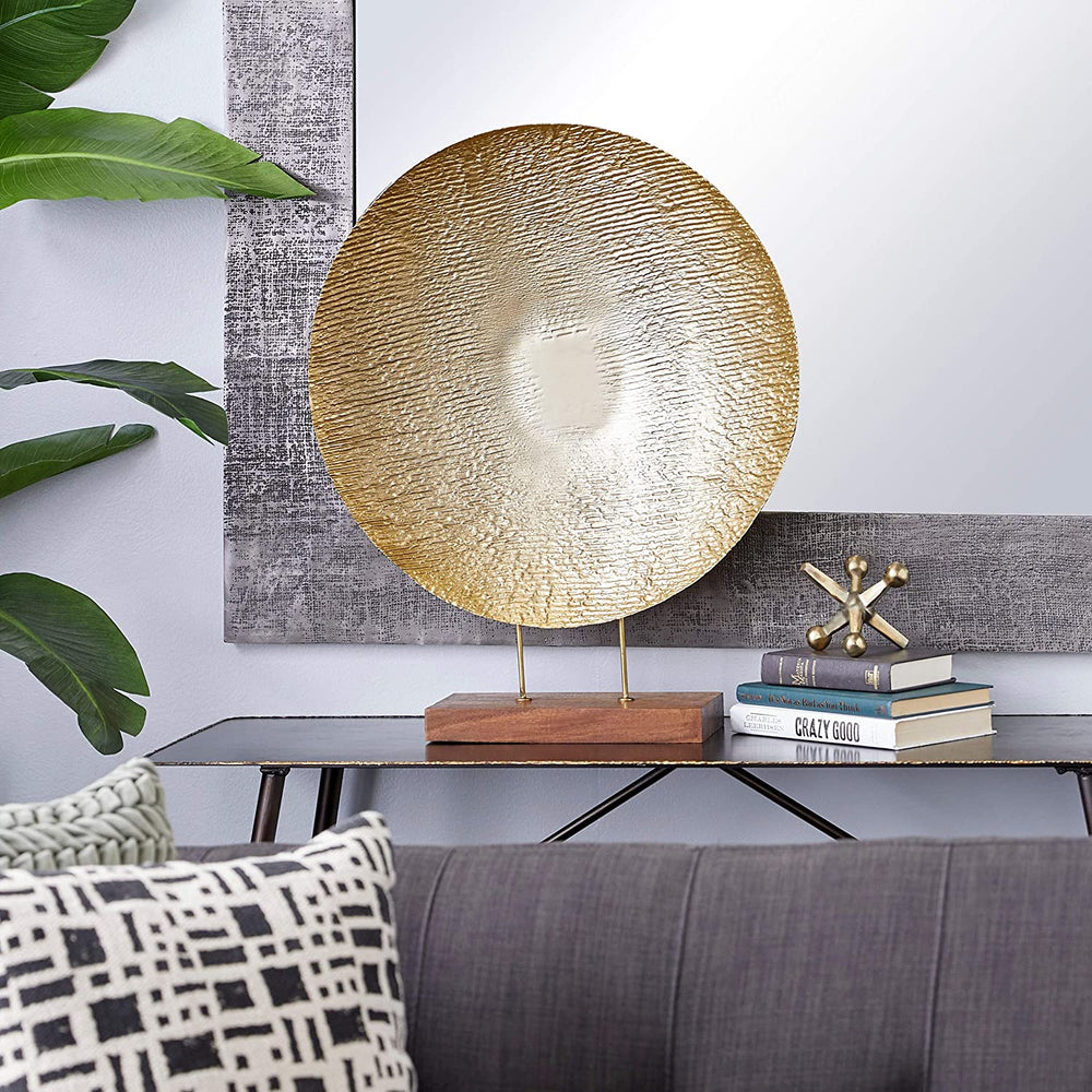 Metal Gold Platter Display 22" X 27" 22 X 6 27round Iron - Diamond Home USA