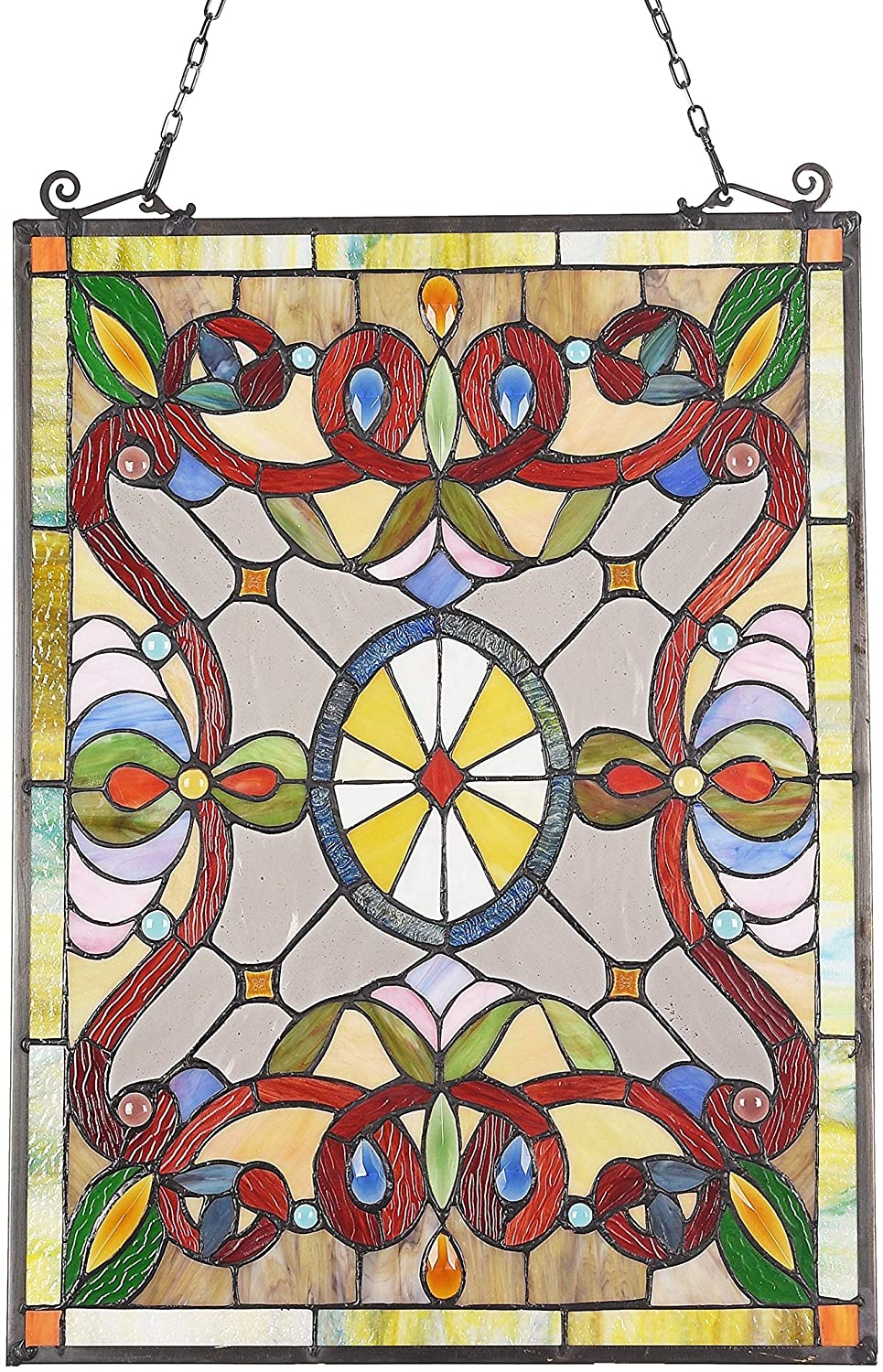 Tiffany Window Panel/suncatcher Color Traditional Rectangular Victorian Glass Includes Hardware