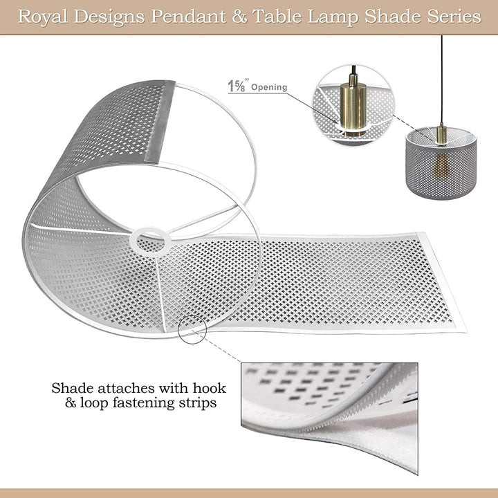 Do it Yourself DIY Faux Leather Stencil Design Uno Drop Hardback Lamp Shade Gray 10" X 8 5" Grey Mid Century Modern Bulbs Included - Diamond Home USA