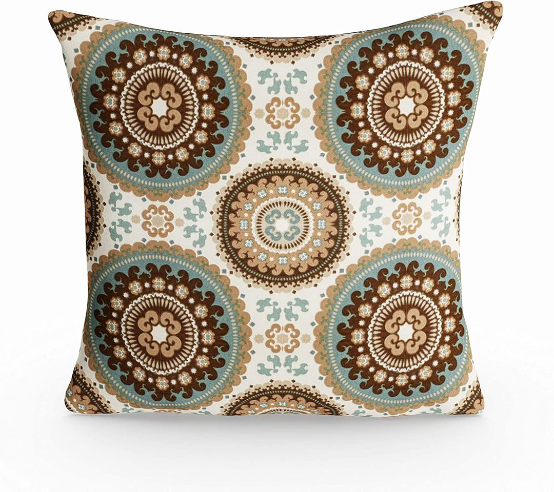 Outdoor 17 inch Accent Pillow (Set 2) 17w X 17l Brown Green White Geometric Traditional Transitional Polyester Fade Resistant Uv Water
