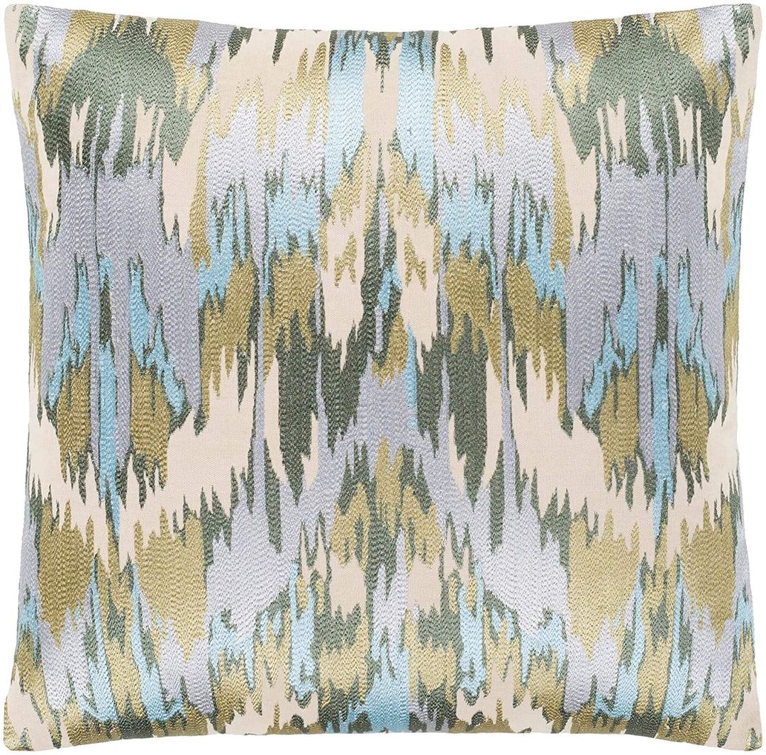 Light Blue Embroidered Ikat Poly Fill Throw Pillow (" X