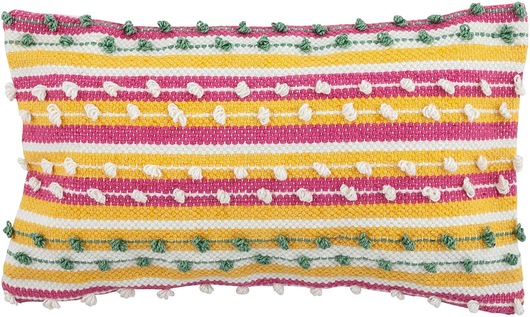 Spring Outdoor Pillow 12" X 20" Pink Blue Striped Modern