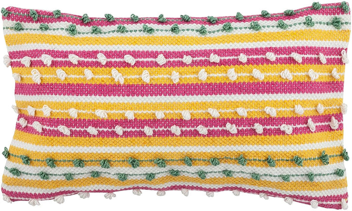 Spring Outdoor Pillow 12" X 20" Pink Blue Striped Modern