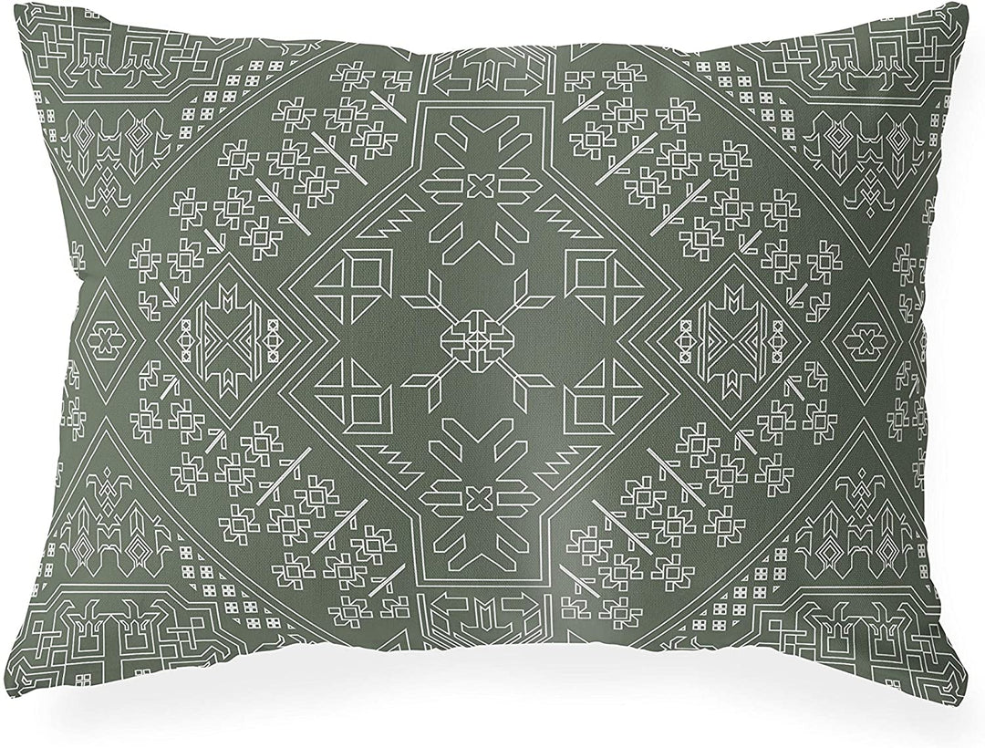 Sage Lumbar Pillow Green Geometric Southwestern Polyester