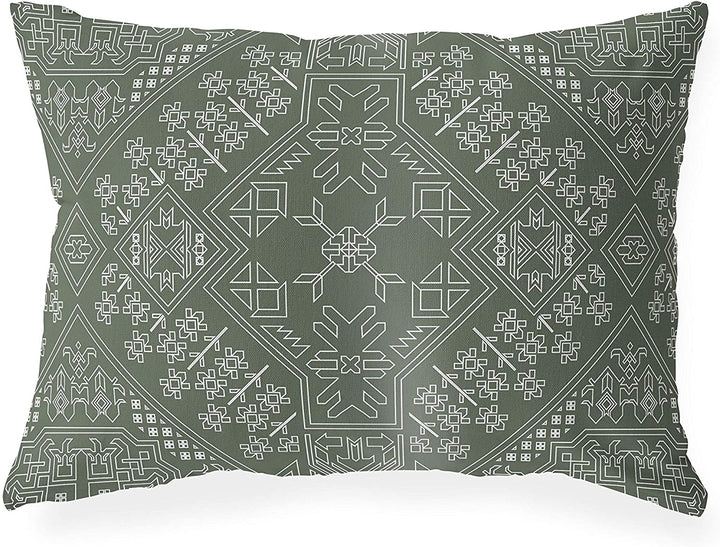 Sage Lumbar Pillow Green Geometric Southwestern Polyester