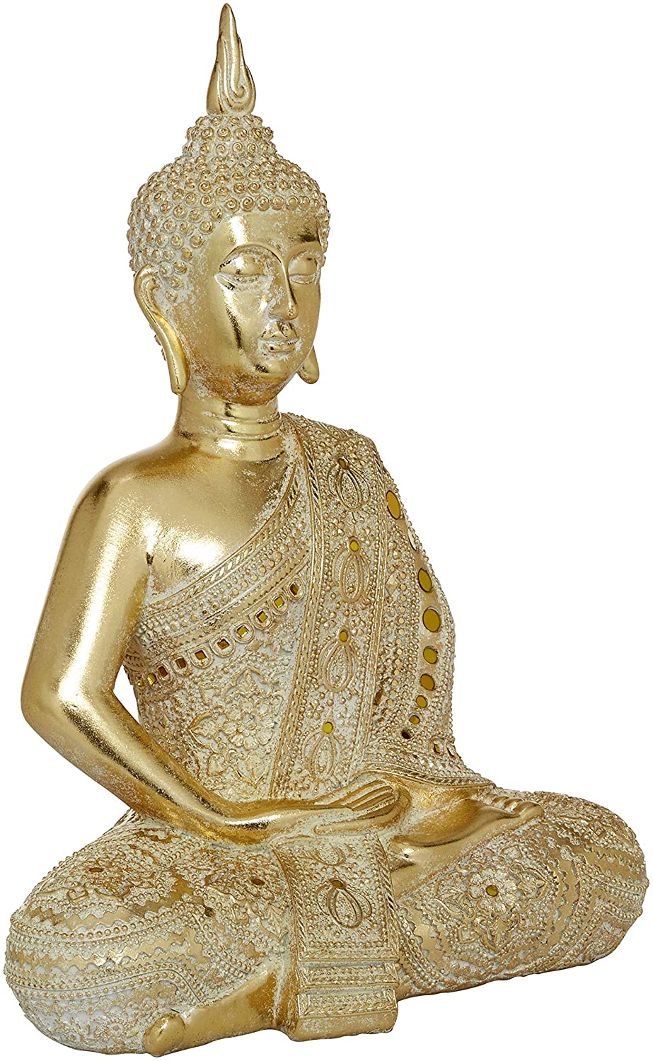 Gold Polystone Sitting Buddha Sculpture 14 5" X 19 5" 14 X 9