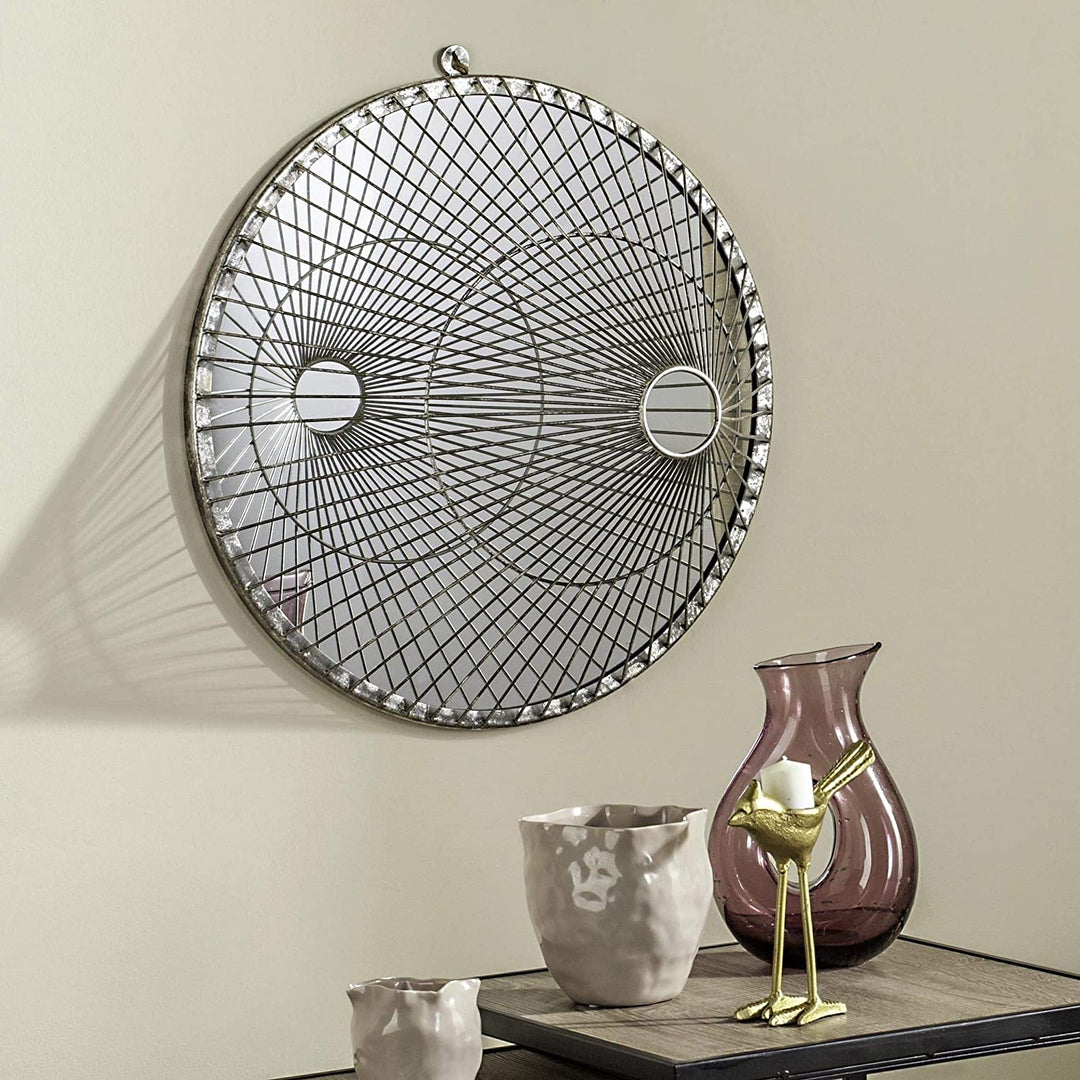 Silver Round Mirror 0 Bohemian Eclectic Modern