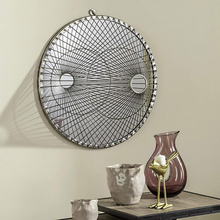 Silver Round Mirror 0 Bohemian Eclectic Modern