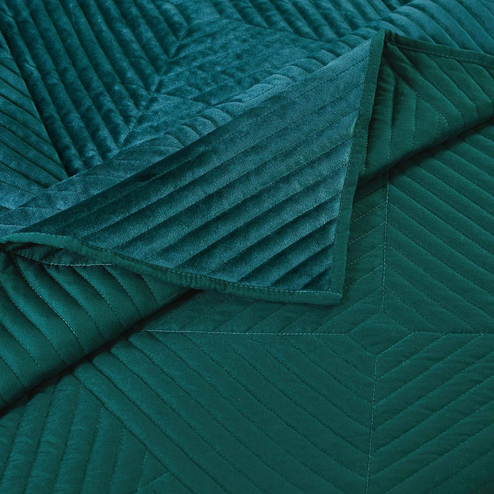 Velvet Quilted Throw Blanket Blue Geometric Solid Color Scandinavian Modern Contemporary Traditional Microfiber - Diamond Home USA