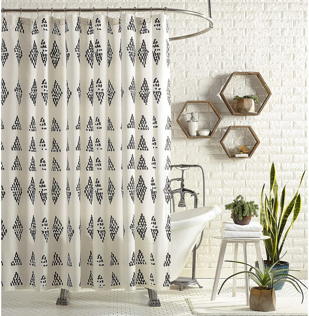 Prosperity Shower Curtain Black Geometric Bohemian