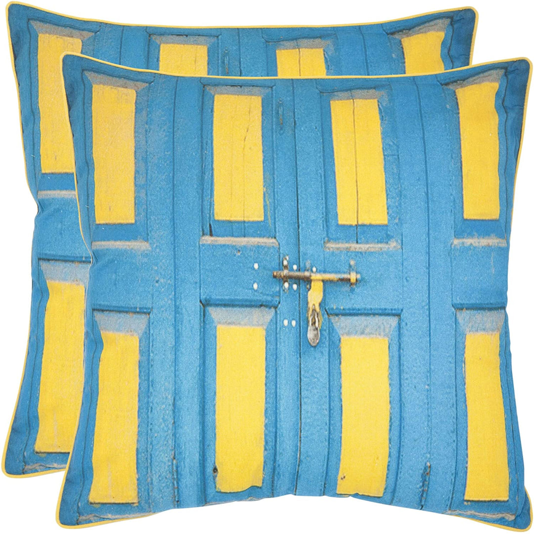 20 inch Aqua Blue/Yellow Decorative Pillows (Set 2) Blue