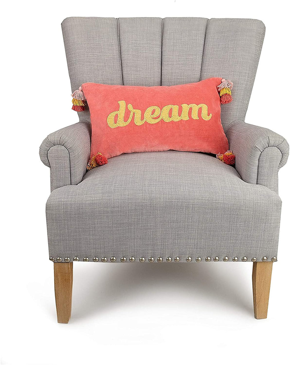Dream Tassels Embroidered Pillow Color Motif Modern Contemporary Cotton Single Removable Cover