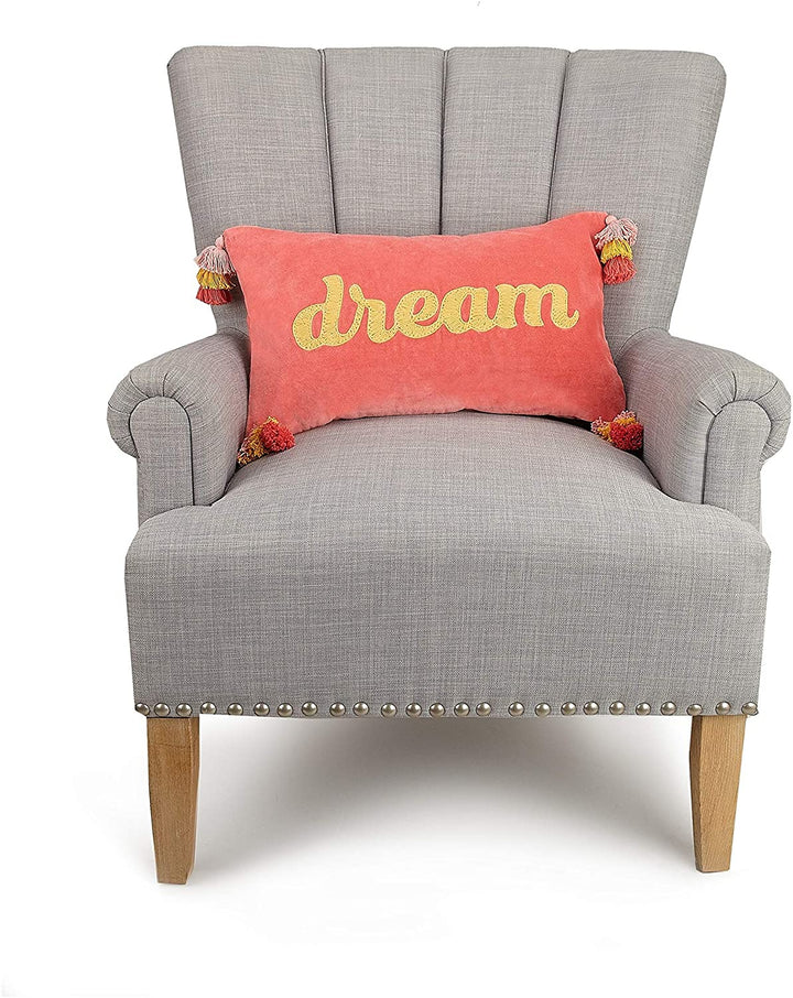 Dream Tassels Embroidered Pillow Color Motif Modern Contemporary Cotton Single Removable Cover