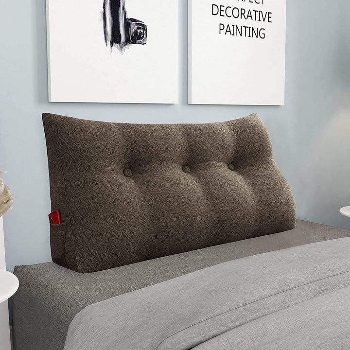 MISC Bed Rest Back Wedge Bolster Pillow Brown Linen Blend Daybed End Solid Color Novelty Polyester Single Handmade Removable Cover