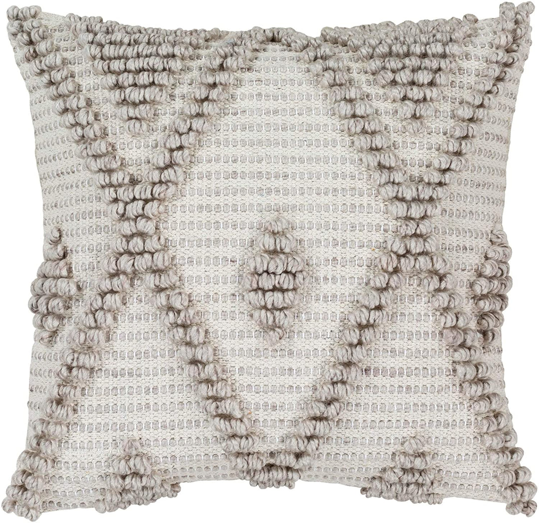 Bohemian Pillow Cover Large 22 X Cream Grey Khaki Diamond