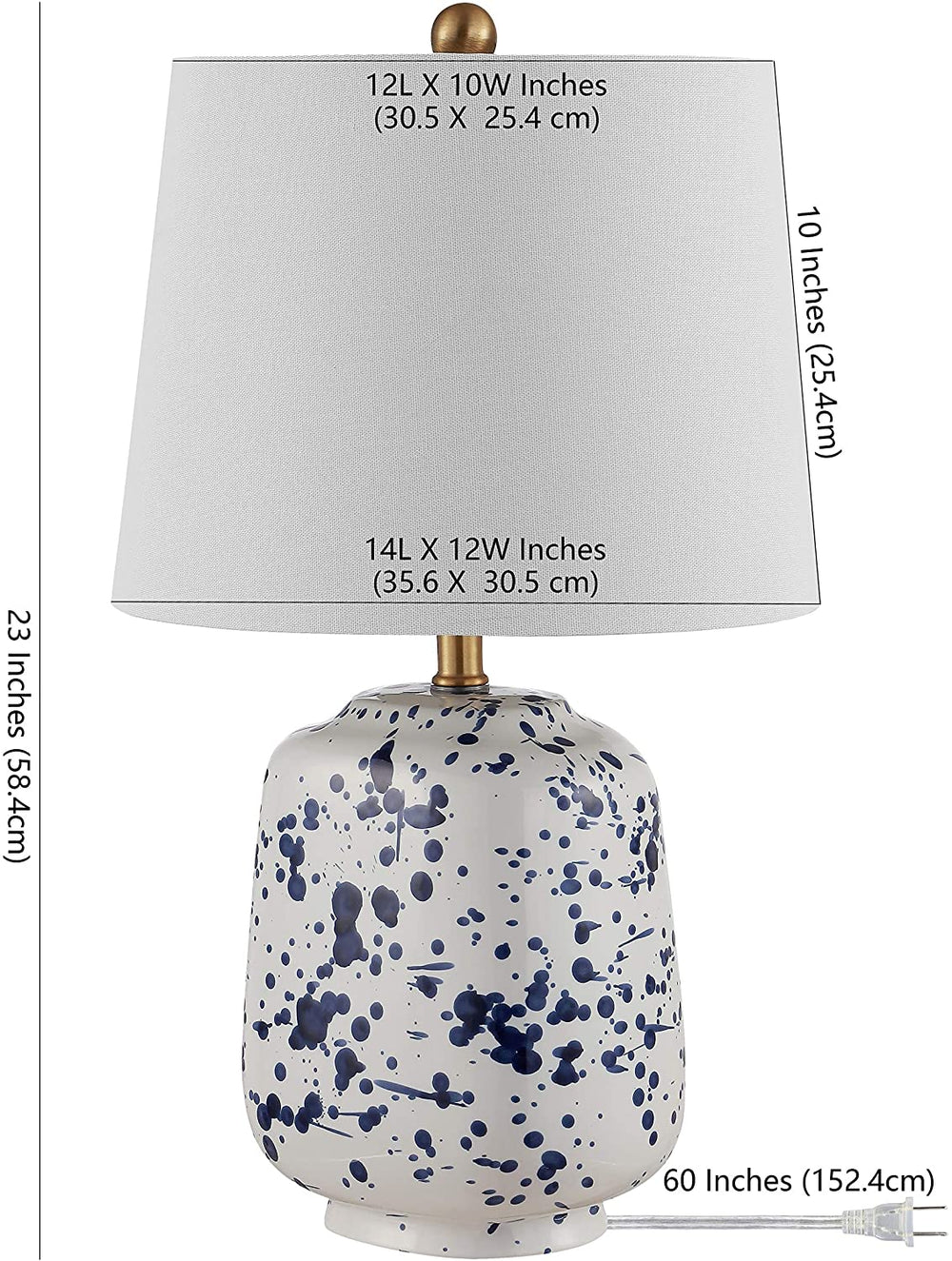 Lighting Navy Blue 23 inch Ceramic Led Table Lamp 14" W X 12" L 23" H Modern Contemporary Gold Bulbs Included - Diamond Home USA