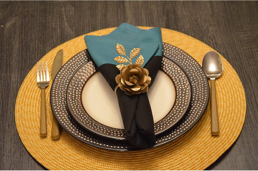 MISC Napkin Rings Set 8 (Golden Rose) Gold Formal Iron