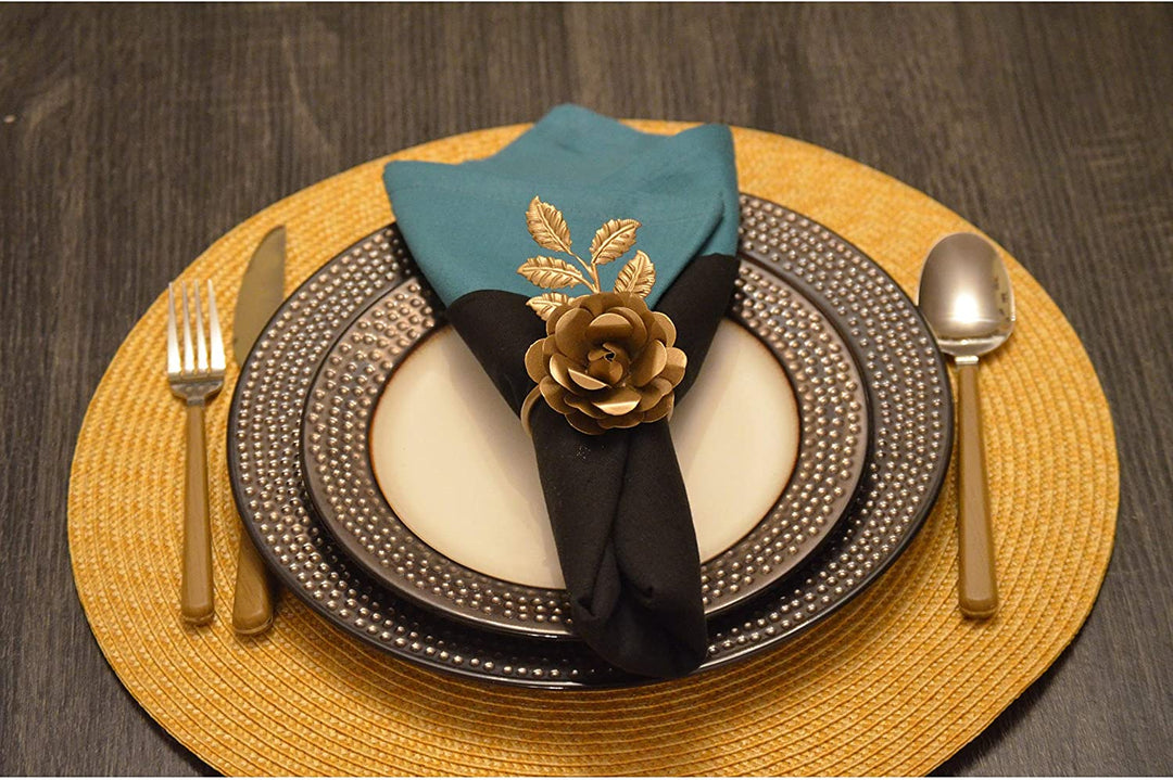MISC Napkin Rings Set 8 (Golden Rose) Gold Formal Iron