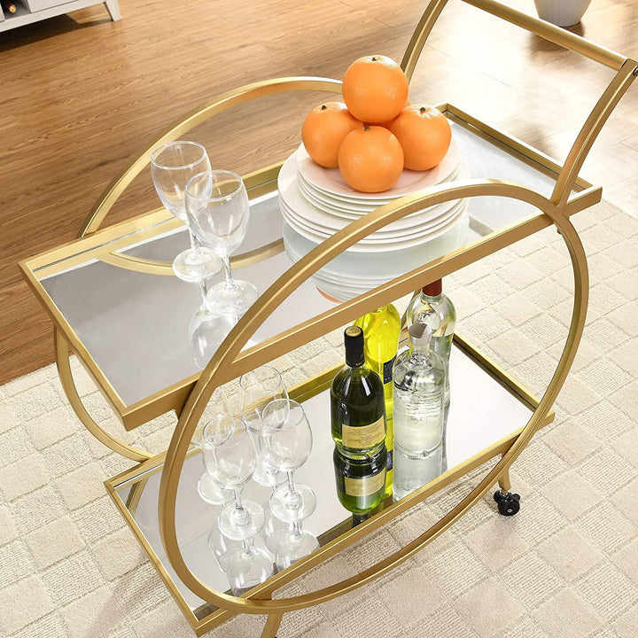 Gold Bar Cart American Crafted Metal 28 X 14 32 Yellow Modern Contemporary - Diamond Home USA