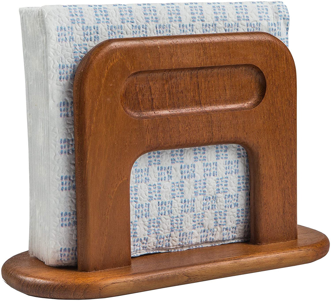Traditional Teak Napkin Holder 8 1/4" W X 5 1/2" H 3 7/8" D Brown Wood - Diamond Home USA