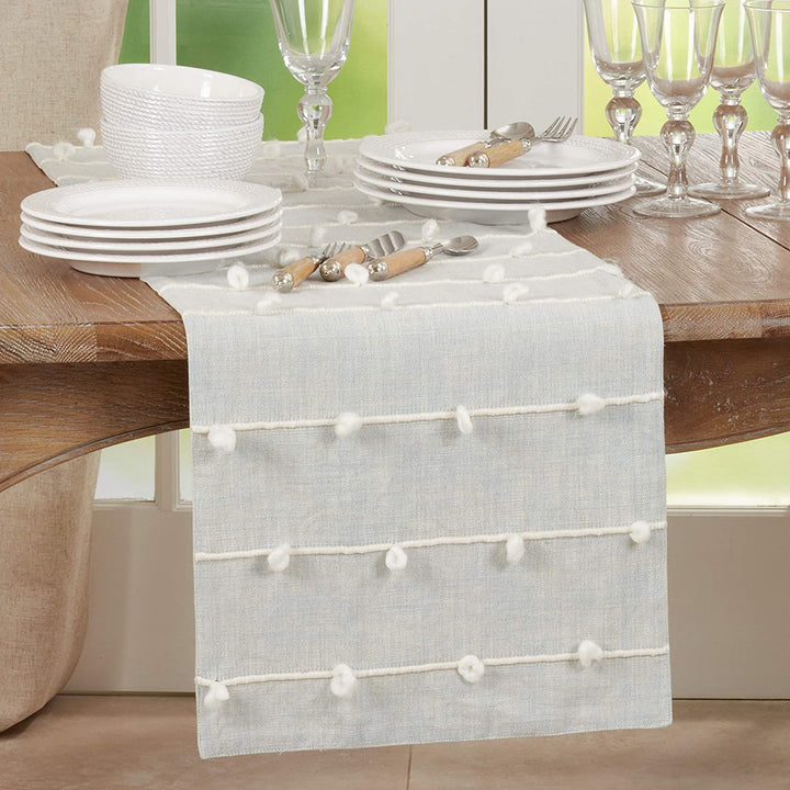 Table Runner Knotted Line Design Blue Cotton
