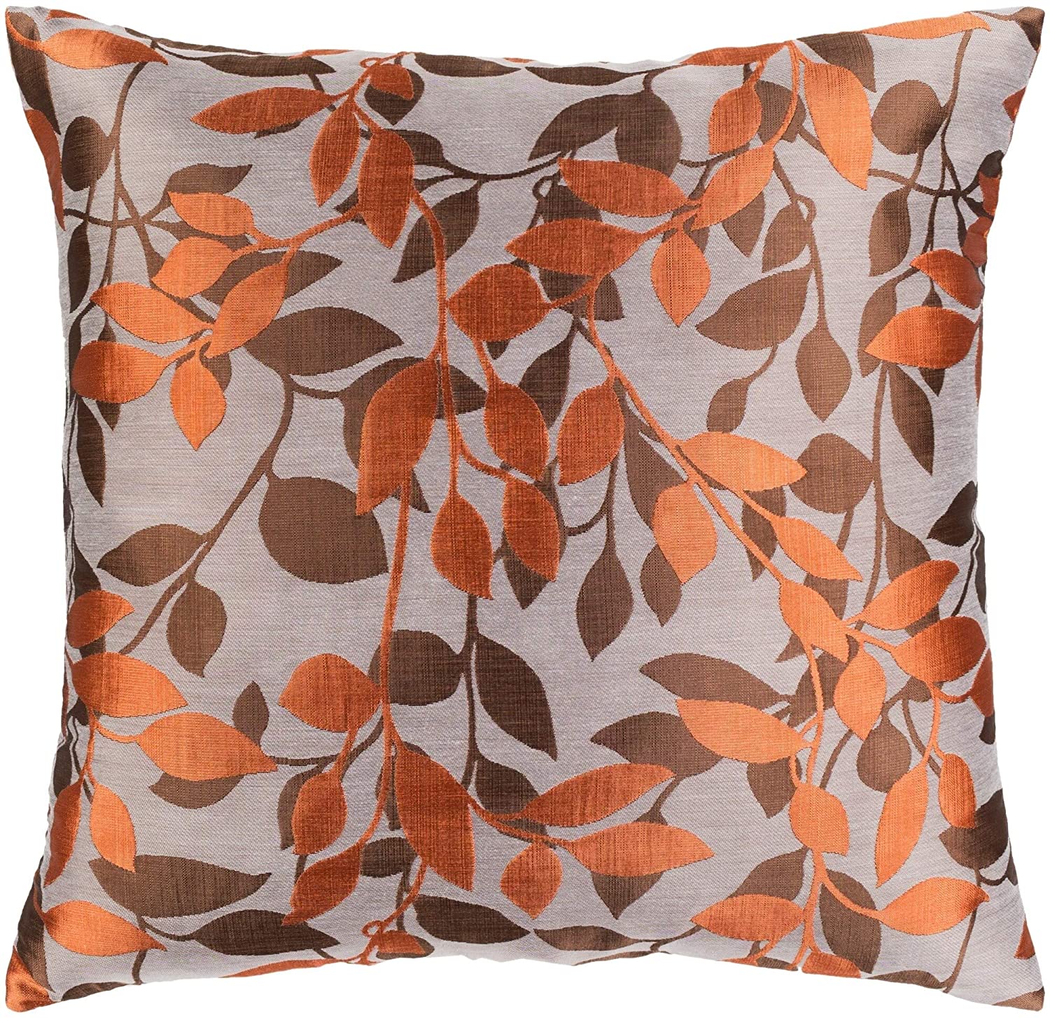 Decorative Rust 18 inch Leaves Poly Filled Pillow Orange