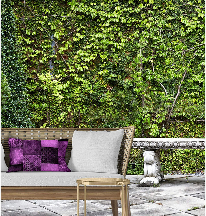 MISC Bohemian Patchwork Eggplant Indoor|Outdoor Lumbar Pillow by Designs 20x14 Purple Patchwork Bohemian Eclectic Polyester Removable Cover