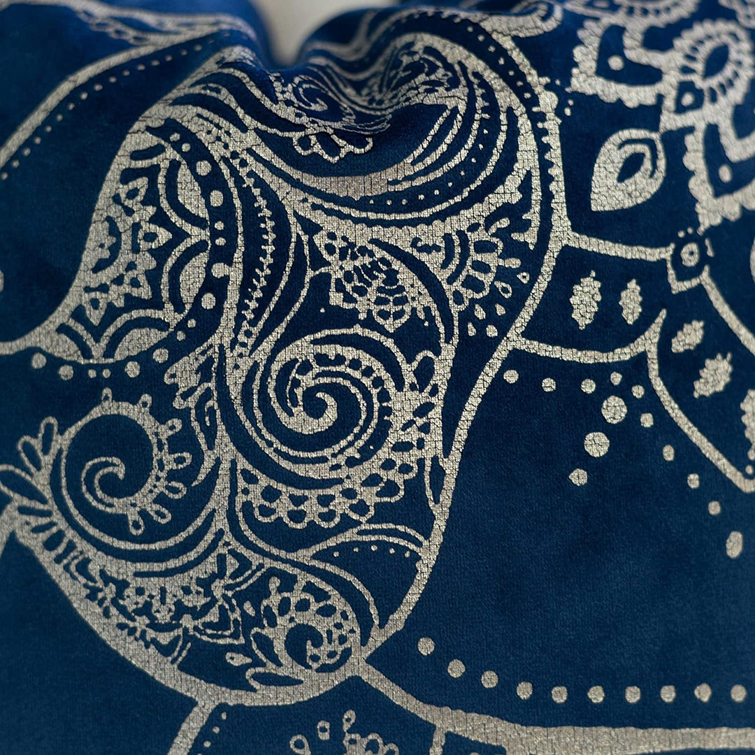 Velvet Applique 20" Square Decorative Throw Pillow 2pk Blue Solid Color Polyester Removable Cover - Diamond Home USA