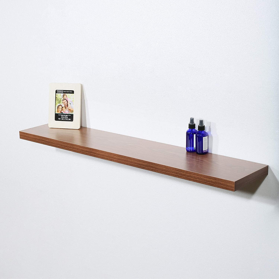 Modern Contemporary Jd Walnut Floating Shelf 47 29 251 5 Inches Brown Mid Century MDF Wood Natural Finish Includes Hardware Storage - Diamond Home USA
