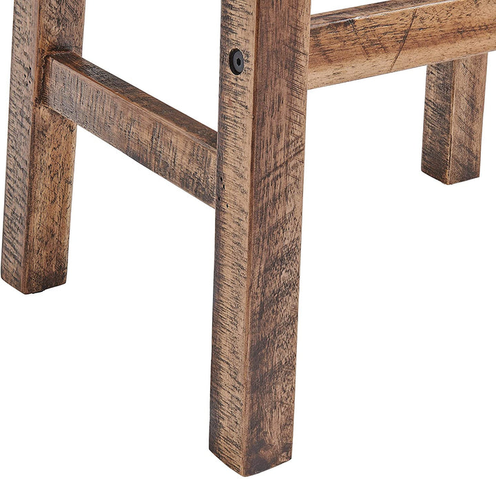 26 inch Wood Counter Height Stool Brown Farmhouse Industrial Rustic Natural Finish Footrest Solid - Diamond Home USA
